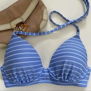 Shade & Shore Blue Striped Bikini Top